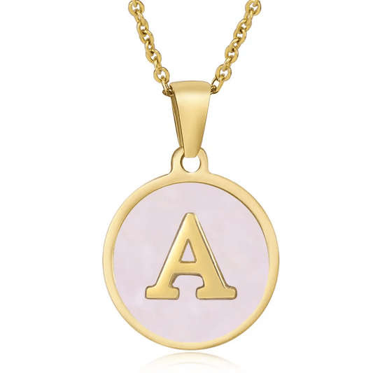 Collar Inicial Personalizado con Nácar en Acero Inoxidable Dorado para Mujer | Vanytel - VANYTEL - Vanytel
