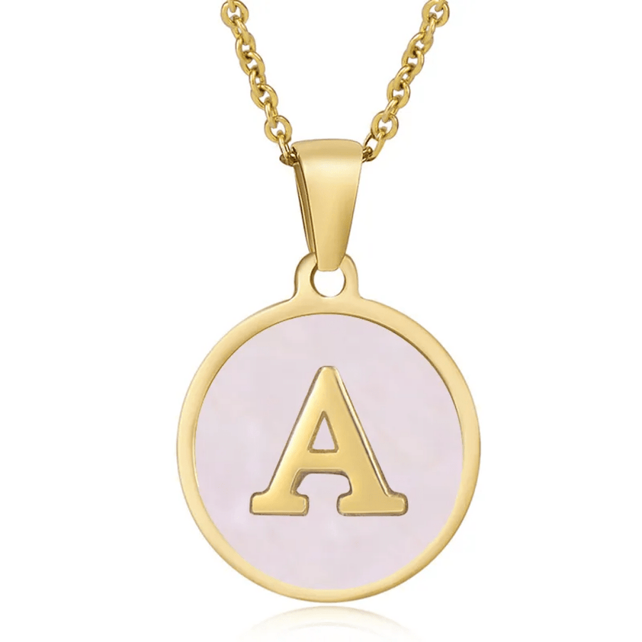 Collar Inicial Personalizado con Nácar en Acero Inoxidable Dorado para Mujer | Vanytel