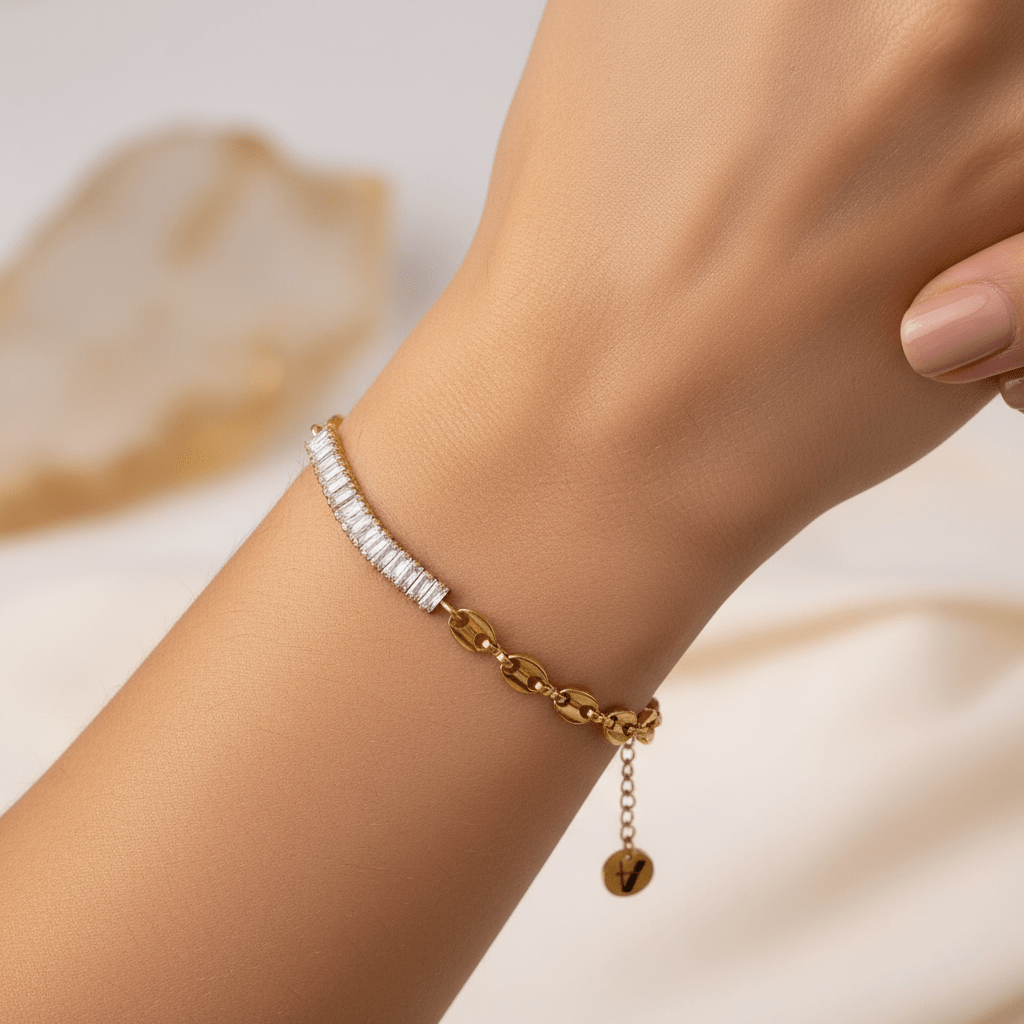 Cristina Bracelet – Pulsera en Zirconia y Acero Inoxidable Dorado | Vanytel - VANYTEL - Vanytel