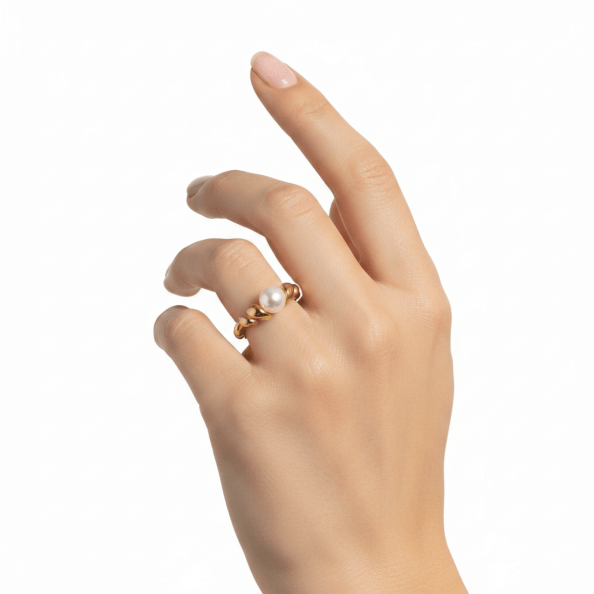 Croissant Pearl Ring – 18K Gold Plated Stainless Steel Ring for Women - VANYTEL - Vanytel