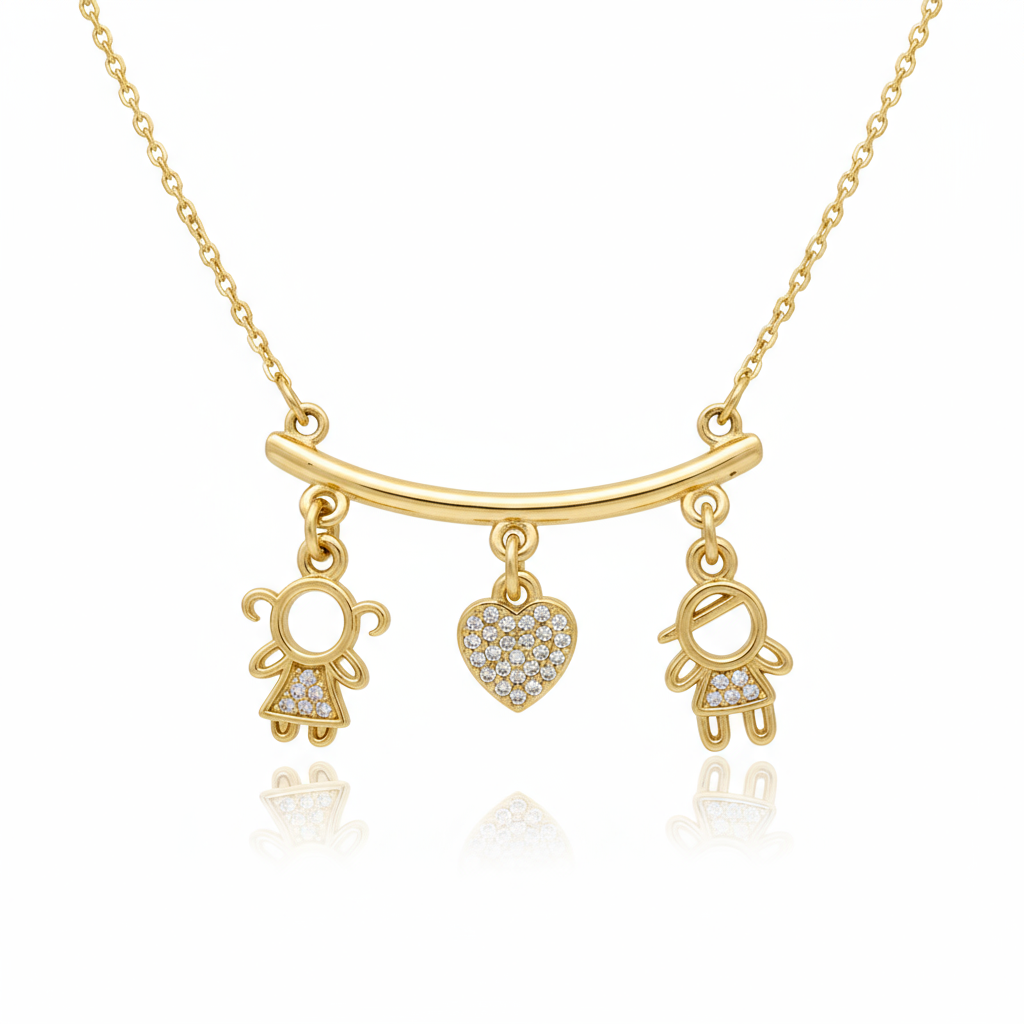 Collar Boy & Boy Charms Dorado con Zirconia para Mujer en Acero Inoxidable | Vanytel