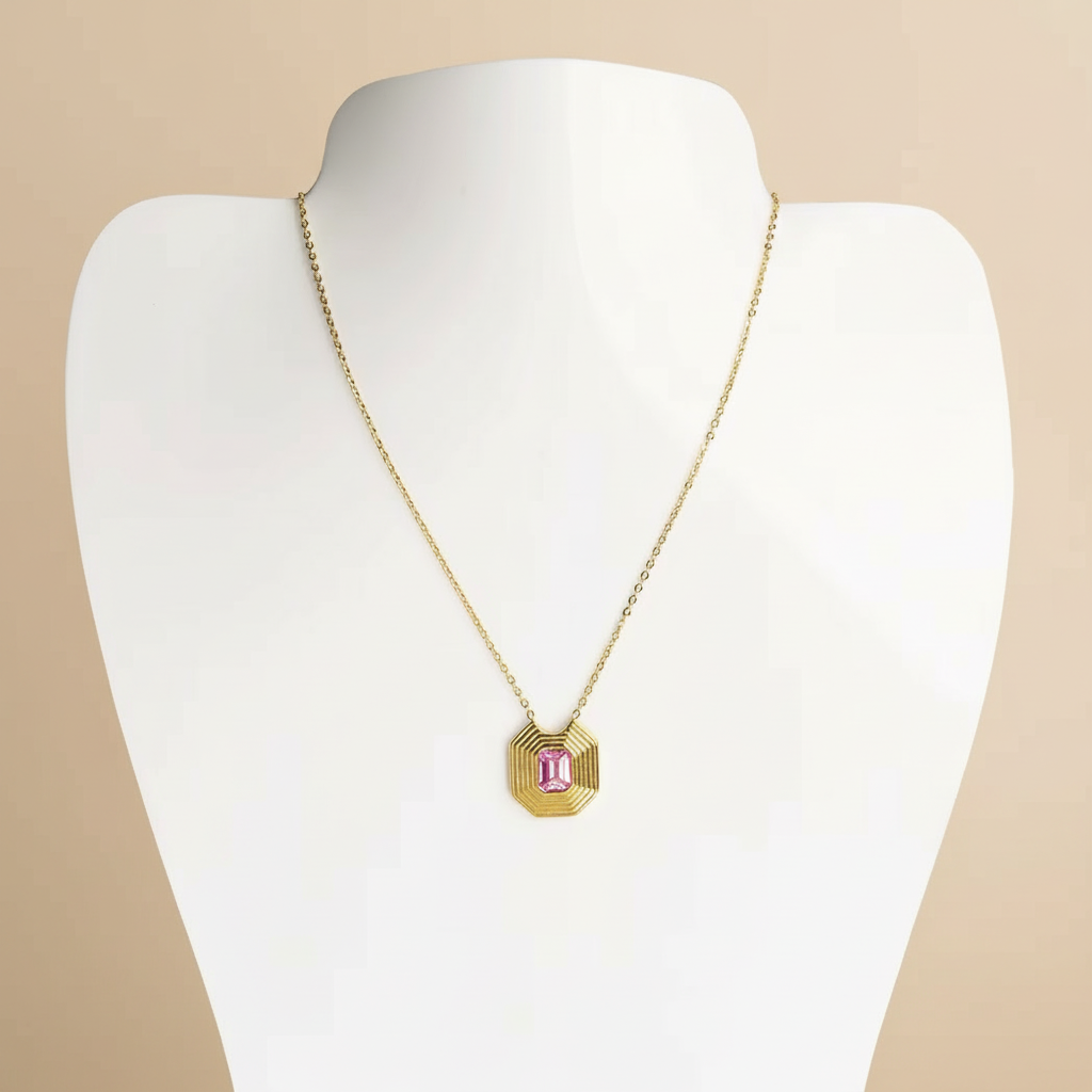 Collar Anne en Dorado con Zirconia en Acero Inoxidable para Mujer | Vanytel