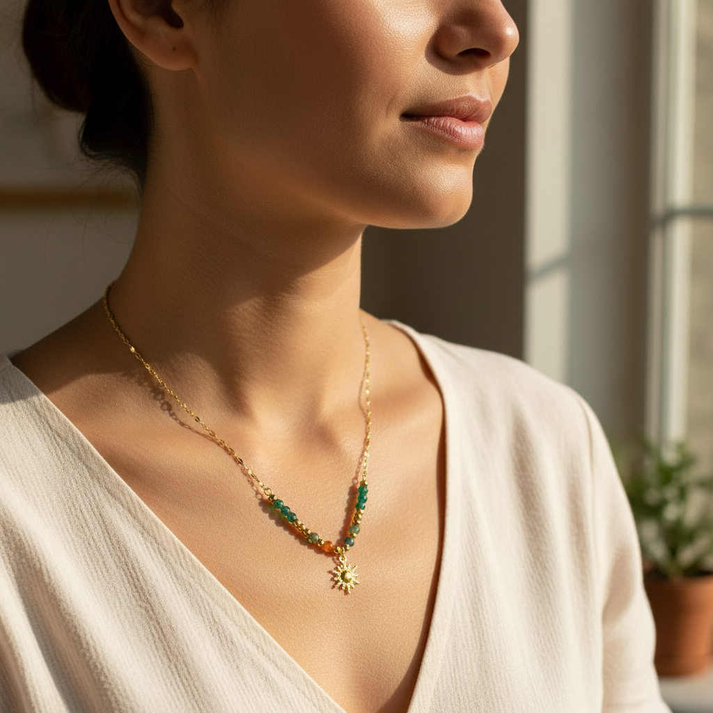 Collar Solecito Dorado de Acero Inoxidable para Mujer | Vanytel