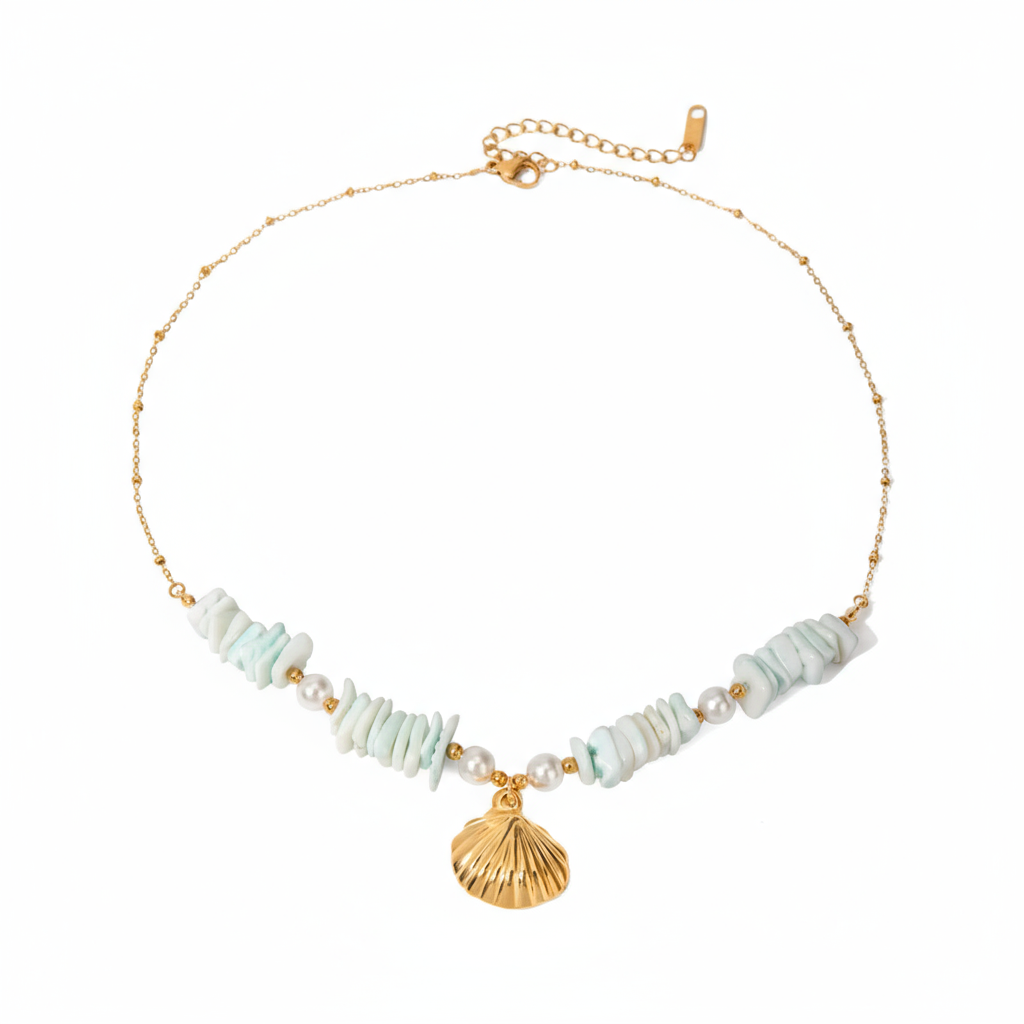 Collar Costa Azul y Dorado para Mujer en Acero Inoxidable | Vanytel