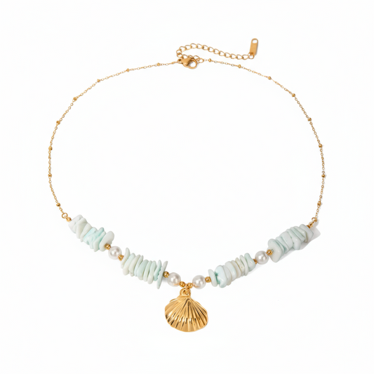Collar Costa Azul y Dorado para Mujer en Acero Inoxidable | Vanytel