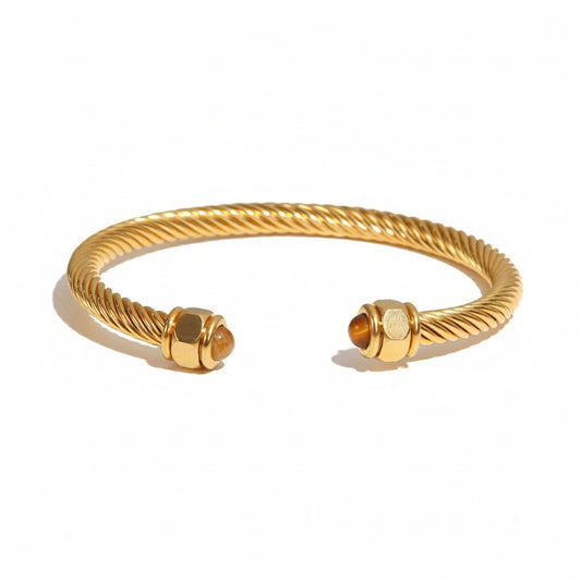 Twisted Pave Bangle (1 piece), Gold Stainless Steel