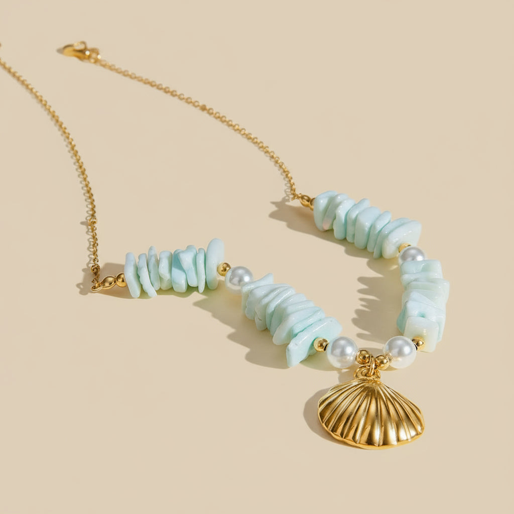 Collar Costa Azul y Dorado para Mujer en Acero Inoxidable | Vanytel