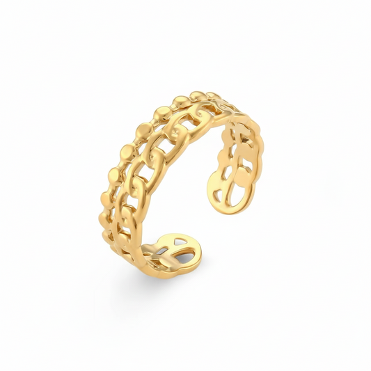 Anillo Gretta Ajustable en Dorado para Mujer en Acero Inoxidable | Vanytel
