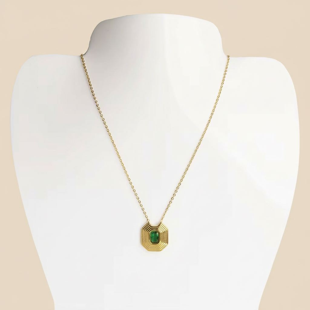 Collar Anne en Dorado con Zirconia en Acero Inoxidable para Mujer | Vanytel