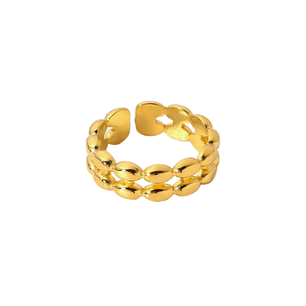 Anillo Beaded Ajustable Dorado para Mujer en Acero inoxidable | Vanytel
