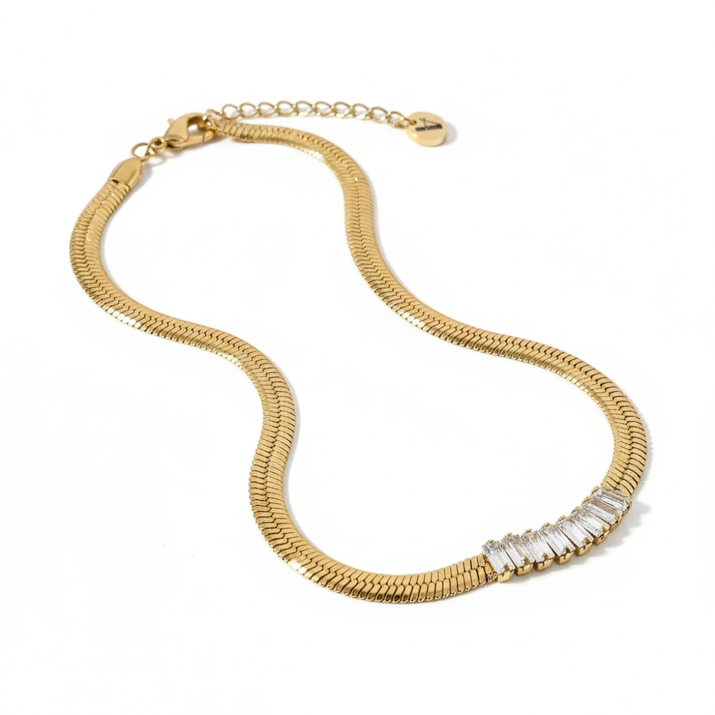 Cinderella Choker Dorado en Acero Inoxidable con Circonia para Mujer | Vanytel