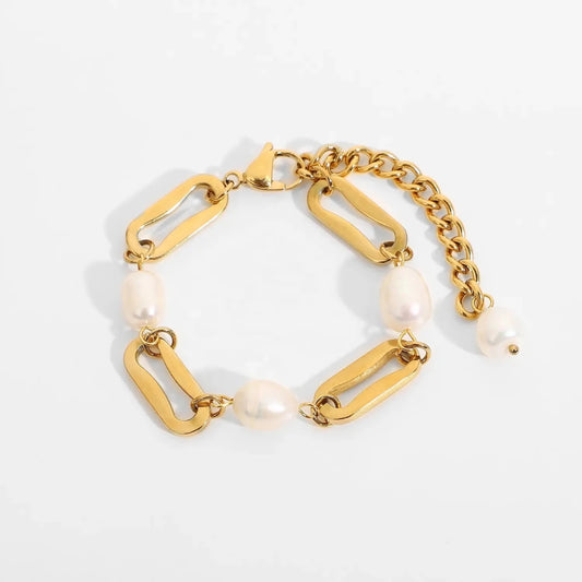 Patricia Bracelet, Mother of Pearl Gold Stainless Steel Women's Bracelets - VANYTEL - Vanytel