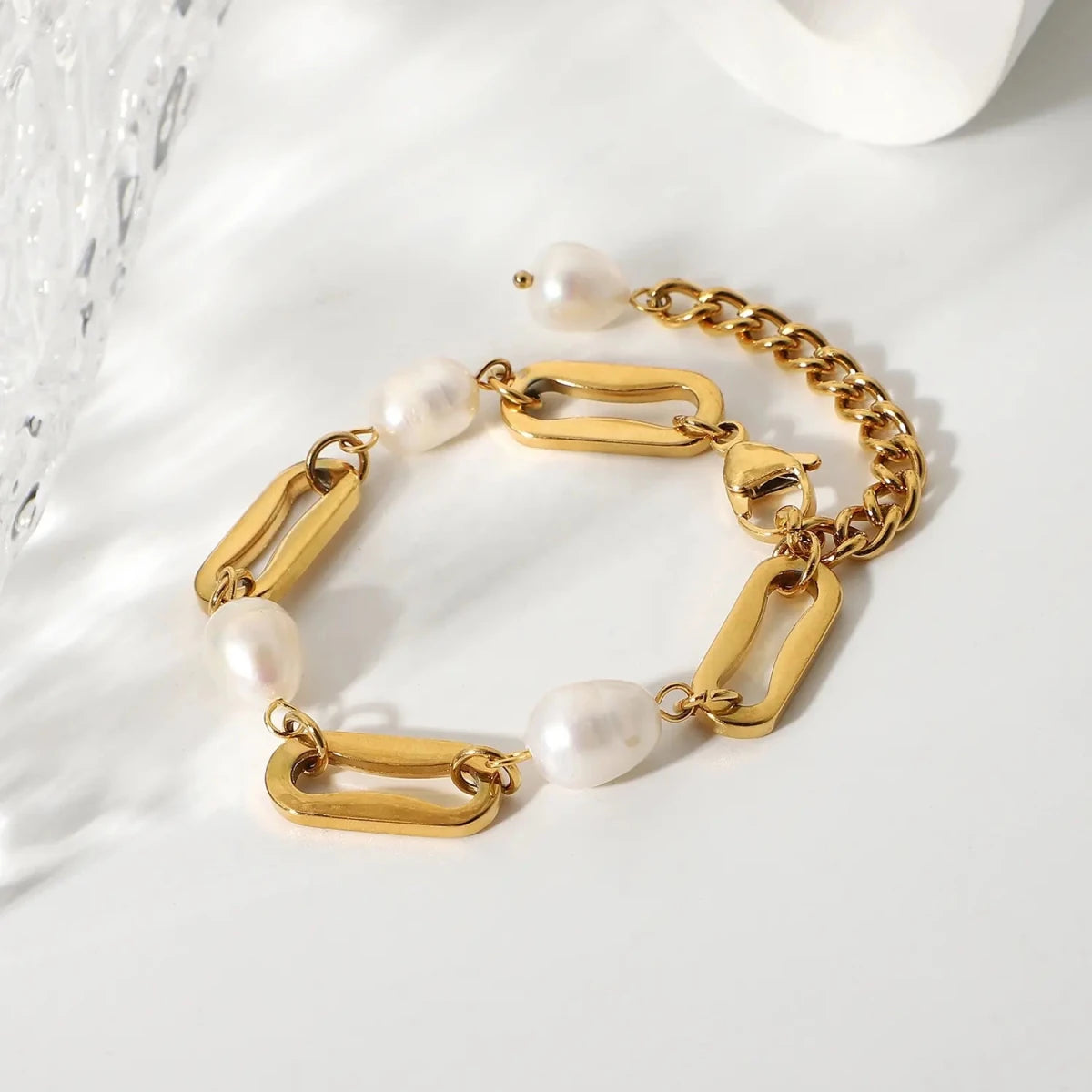 Patricia Bracelet, Mother of Pearl Gold Stainless Steel Women's Bracelets - VANYTEL - Vanytel