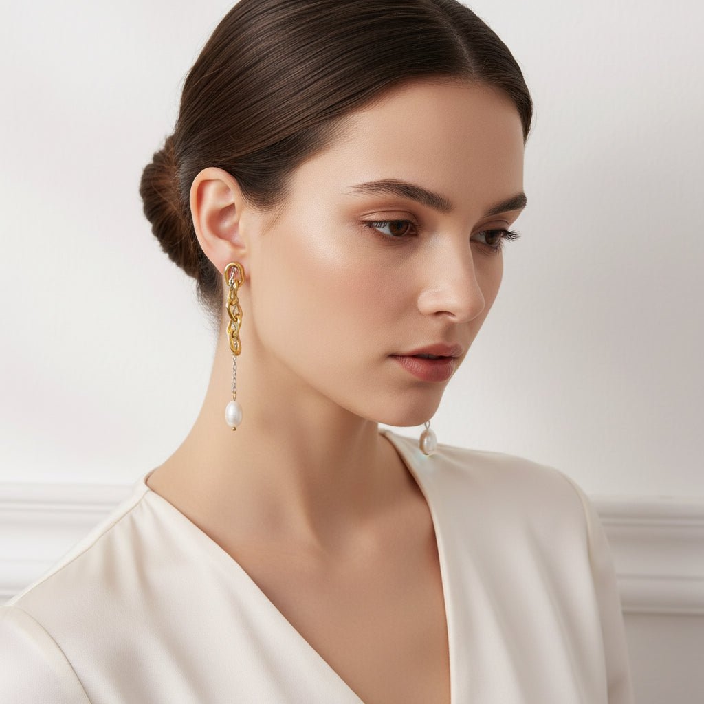 Paulina Earrings de Perlas Naturales para Mujer en Acero Inoxidable | Vanytel - VANYTEL - Vanytel