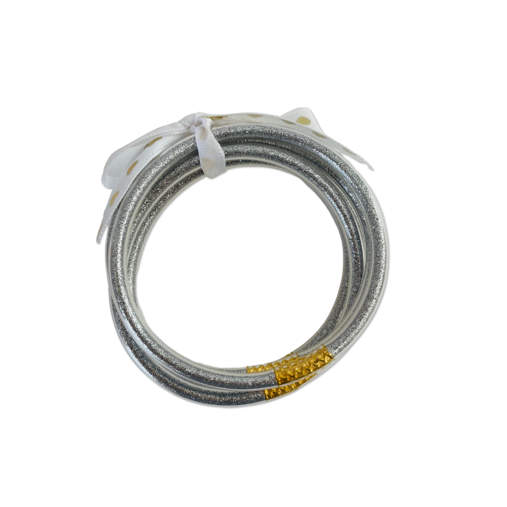 Pulsera Jelly Bangle plateado Vanytel con acabado metálico brillante
