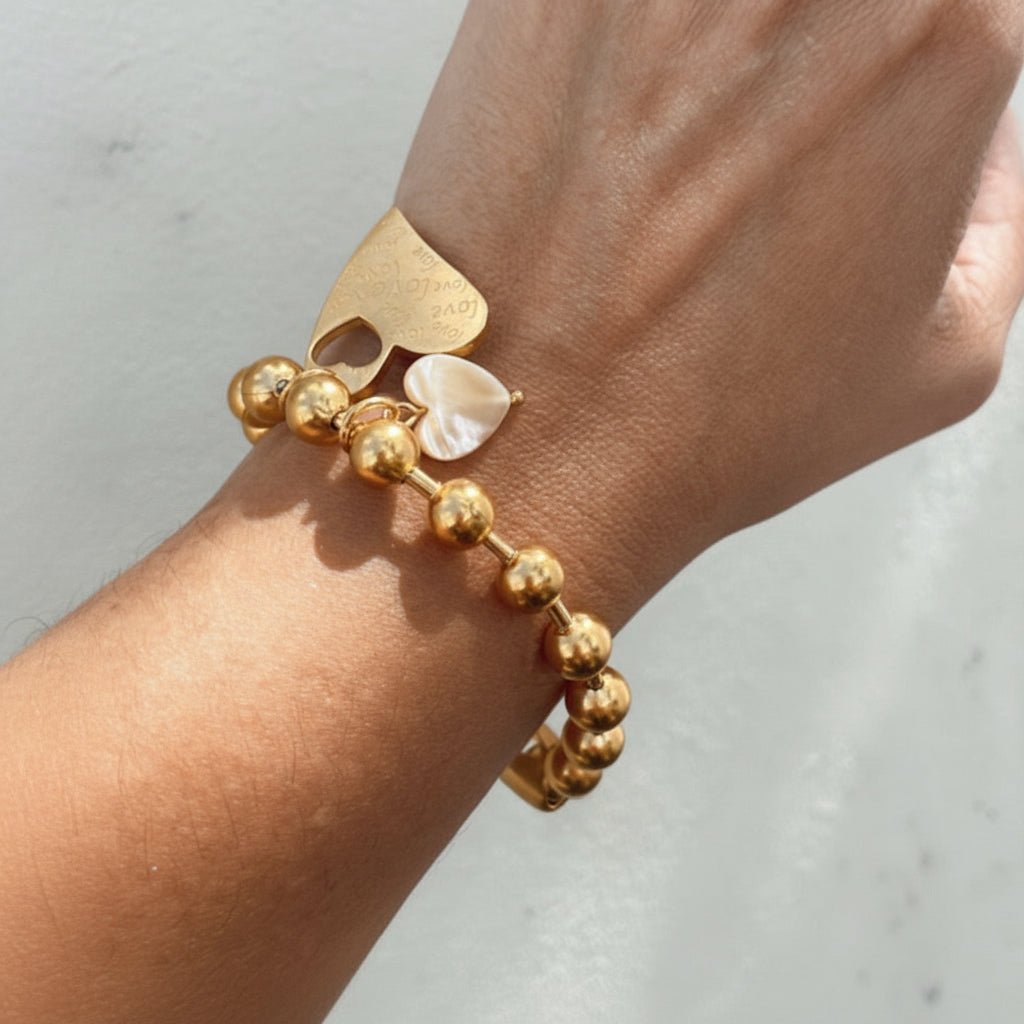Pulsera Lovi con Dijes de Corazón Dorada Mujer en Acero Inoxidable | Vanytel - VANYTEL - VANYTEL