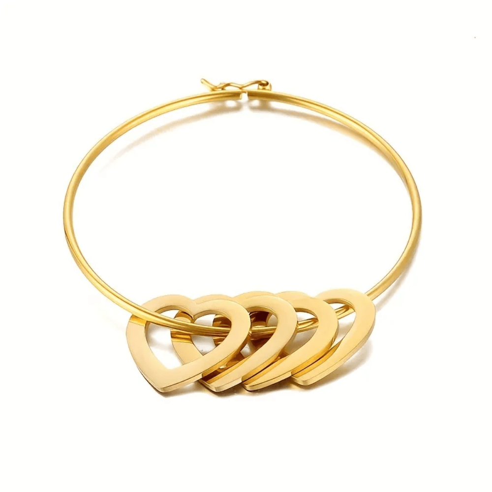 Pulsera Mis Amores Aro Dorados con Dijes de Corazón para Mujer en Acero Inoxidable | Vanytel - VANYTEL - Vanytel