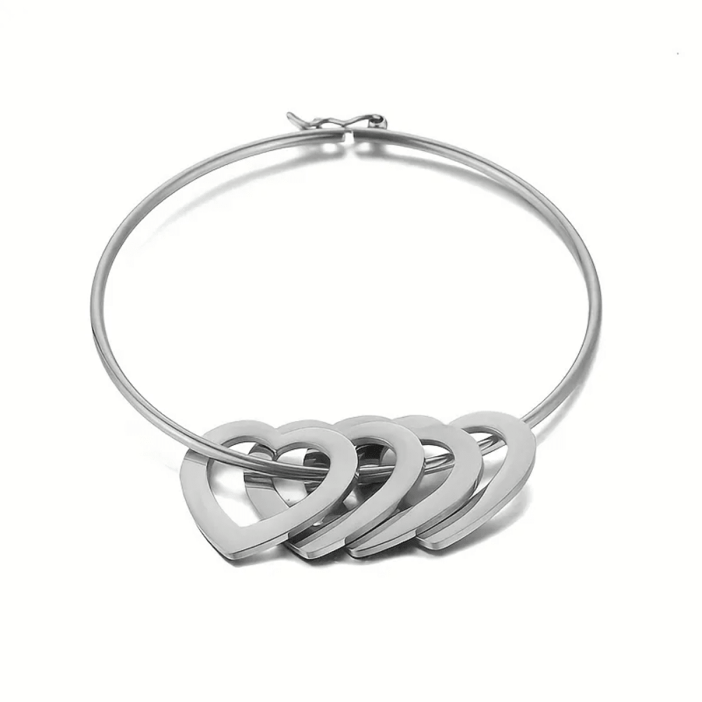 Pulsera Mis Amores Aro Dorados con Dijes de Corazón para Mujer en Acero Inoxidable | Vanytel - VANYTEL - Vanytel
