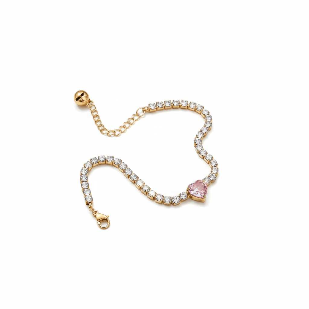 Pulsera Sweet Heart con Dije de Corazón Rosa para Mujer en Acero Inoxidable | Vanytel - VANYTEL - VANYTEL