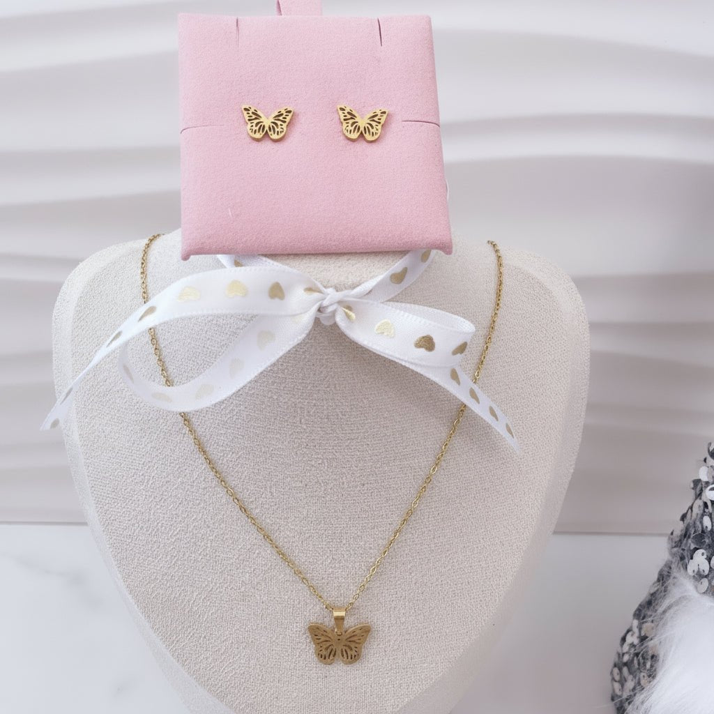 Set de Collar y Aretes en Mariposas para Mujer en Acero Inoxidable | Vanytel - VANYTEL - Vanytel