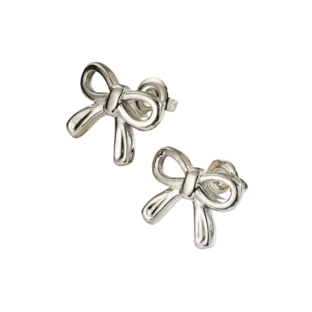 Aretes studs plateados de acero inoxidable estilo coquette Vanytel
