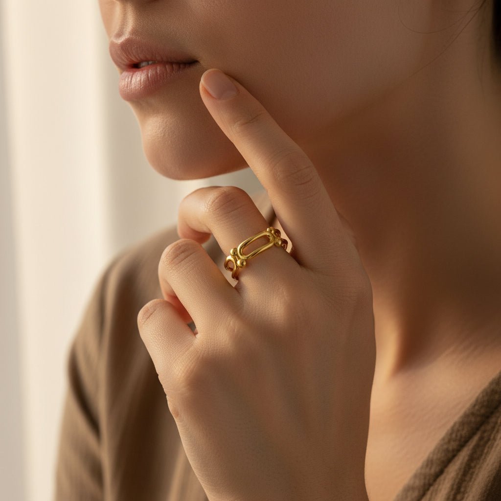 Anillo Catlyn Dorado Ajustable para Mujer en Acero Inoxidable | Vanytel - VANYTEL - Vanytel