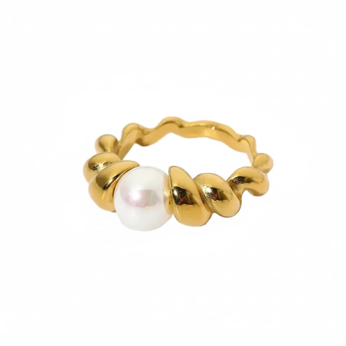 Croissant Pearl Ring – 18K Gold Plated Stainless Steel Ring for Women - VANYTEL - Vanytel