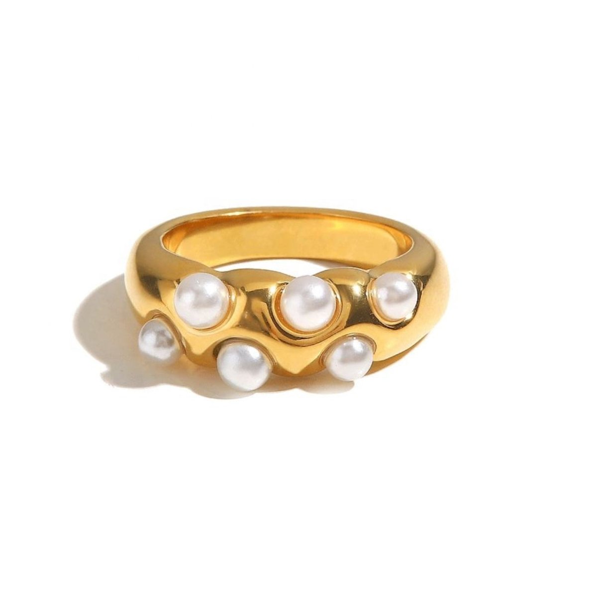 Grecia Ring, Women's Pearl Gold Stainless Steel Ring - VANYTEL - Vanytel