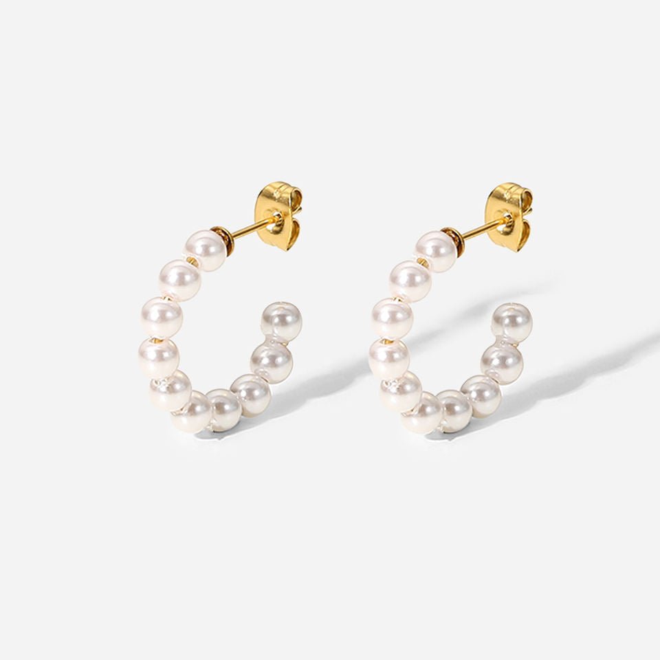 Pearl Hoop (Medium), Women Stainless Steel - VANYTEL - Vanytel